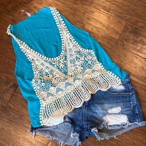 Crop top swim suit cover up